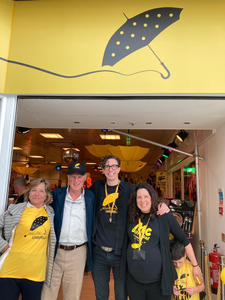 Joining the ever enthusiastic Mel &amp; Tom <a href="/electricbrolly/">Electric Umbrella</a> at the opening of their new shop in Hemel. Another Herts charity working with <a href="/HertsCommunityF/">Hertfordshire Community Foundation</a> (Mrs HH very proud of her new T shirt!).