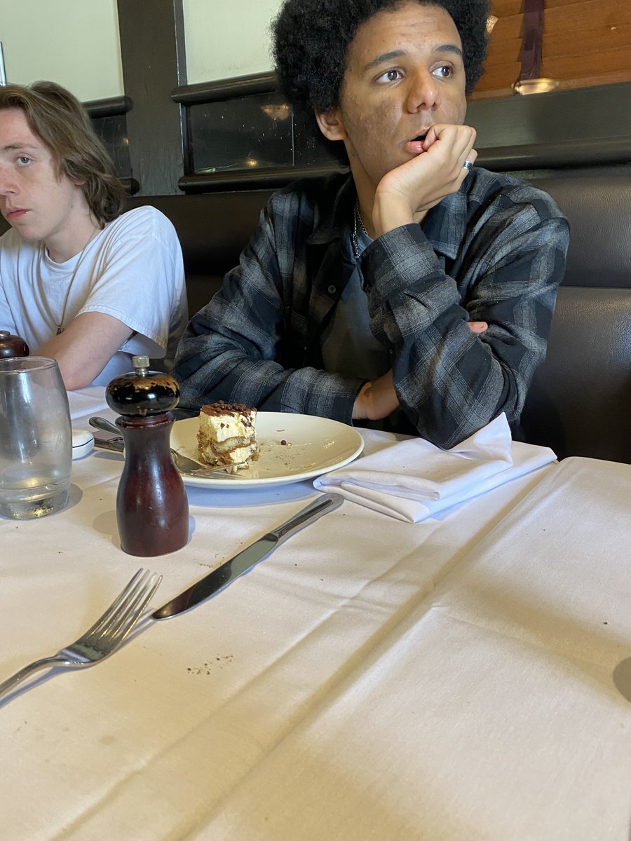UncleFlapjacks's tweet photo. My son is pondering whether he can finish his tiramisu.
#OneMoreBite https://t.co/yzlzkz3mum