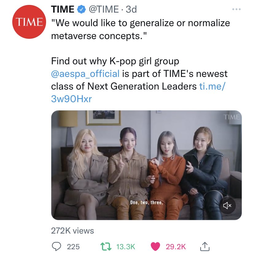 glitterjams's tweet photo. won roty + soty the first gg in 12 yrs to do so, their savage album won the main prize at one of the world’s top 3 design awards, performed at coachella, and TIME named them the next gen leaders.

aespa has achieved all of this in the last 3 months alone. no wonder everybody mad. https://t.co/jWBy7XblHo