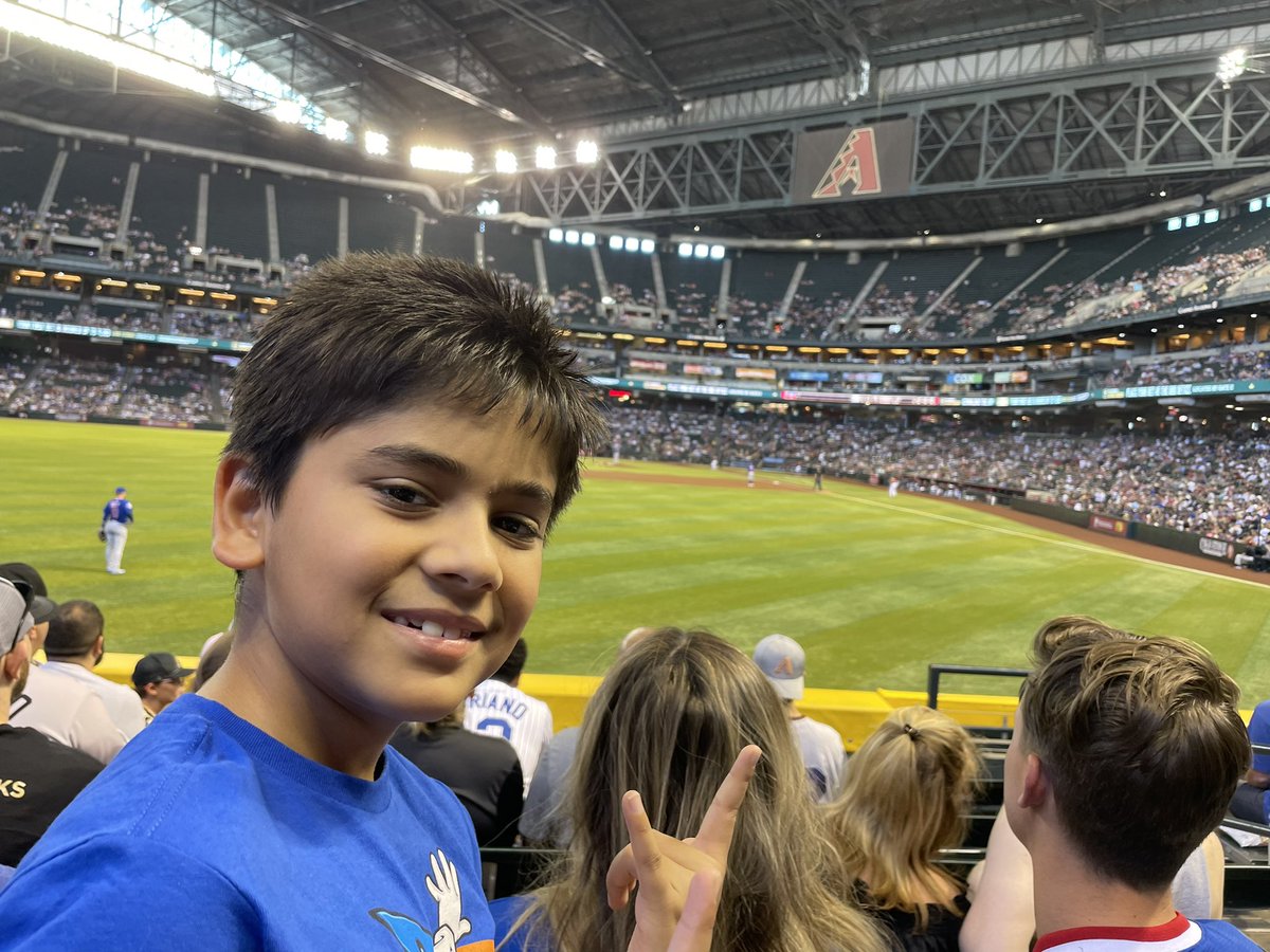 MohanTomar's tweet photo. First game for Mickey! Go #Dbacks  father son bonding https://t.co/x6HzypXpSA