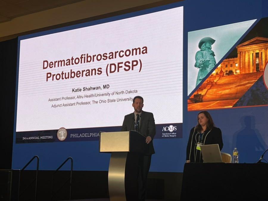DrKShahwan's tweet photo. I was honored to give the talk on DFSP this year at the #ACMS2022 meeting, alongside 5 legends in the field including my own mentor David R Carr as the session moderator. @MohsCollege @OSUWexMed https://t.co/bHBYpJNHJC