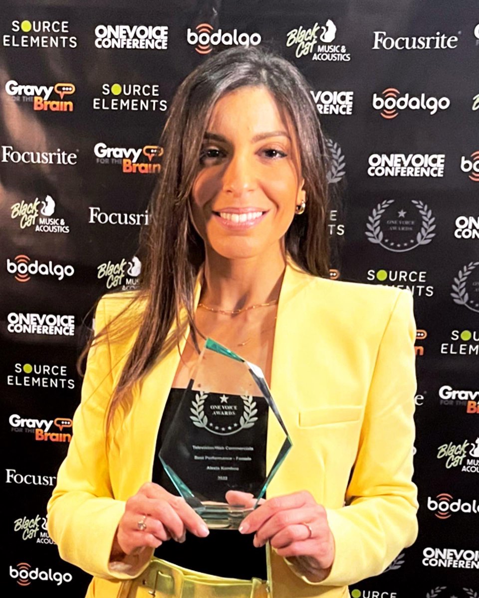 alexia_kombou's tweet photo. Pinching myself at winning Best Female TV Commercial for the 3rd year in a row!
Thankyou @OneVoiceConf for putting on a fantastic awards ceremony ✨
Thankyou to my agent @sohovoices &amp; @sohopeter for bringing such fantastic campaigns my way ❤️ #OVA22 https://t.co/bKMi1d3pIa