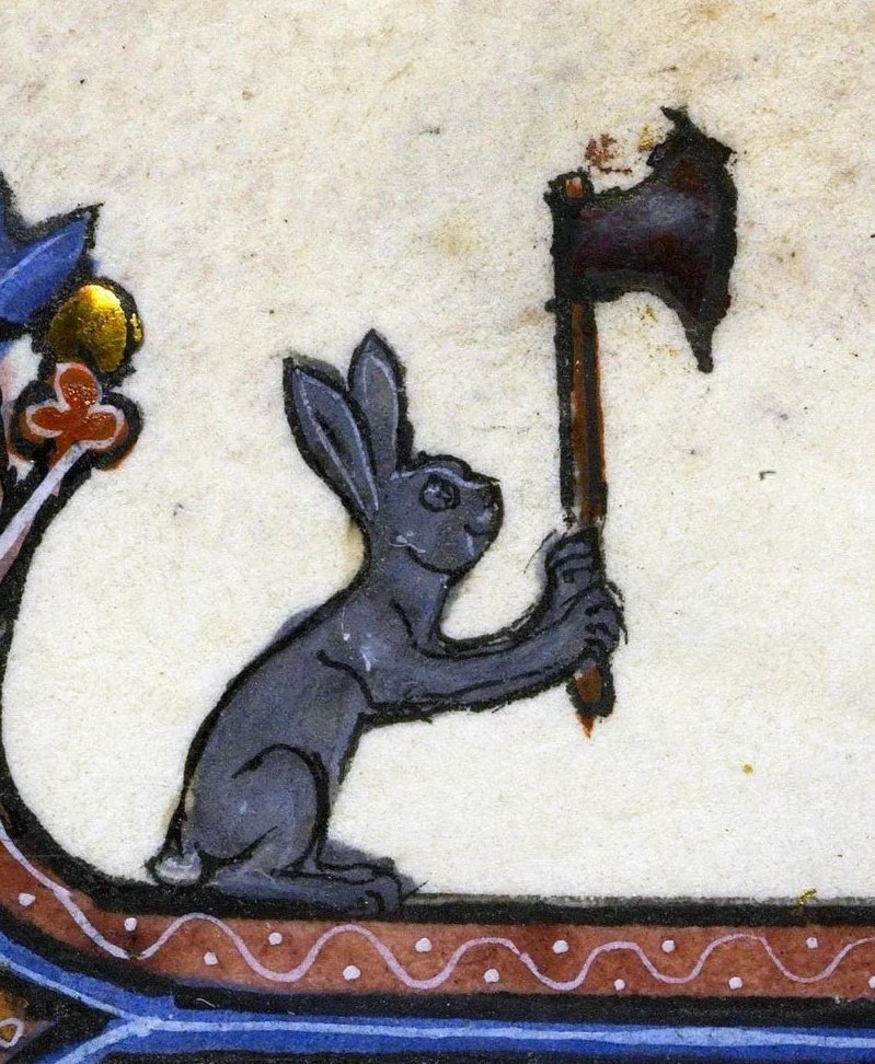 jentalleydesign's tweet photo. Original recipe Blackbeard as a medieval hatchet bunny no I will not be taking any questions.  #OurFlagMeansDeath #medievalmarginalia https://t.co/4R0cA1C6oA