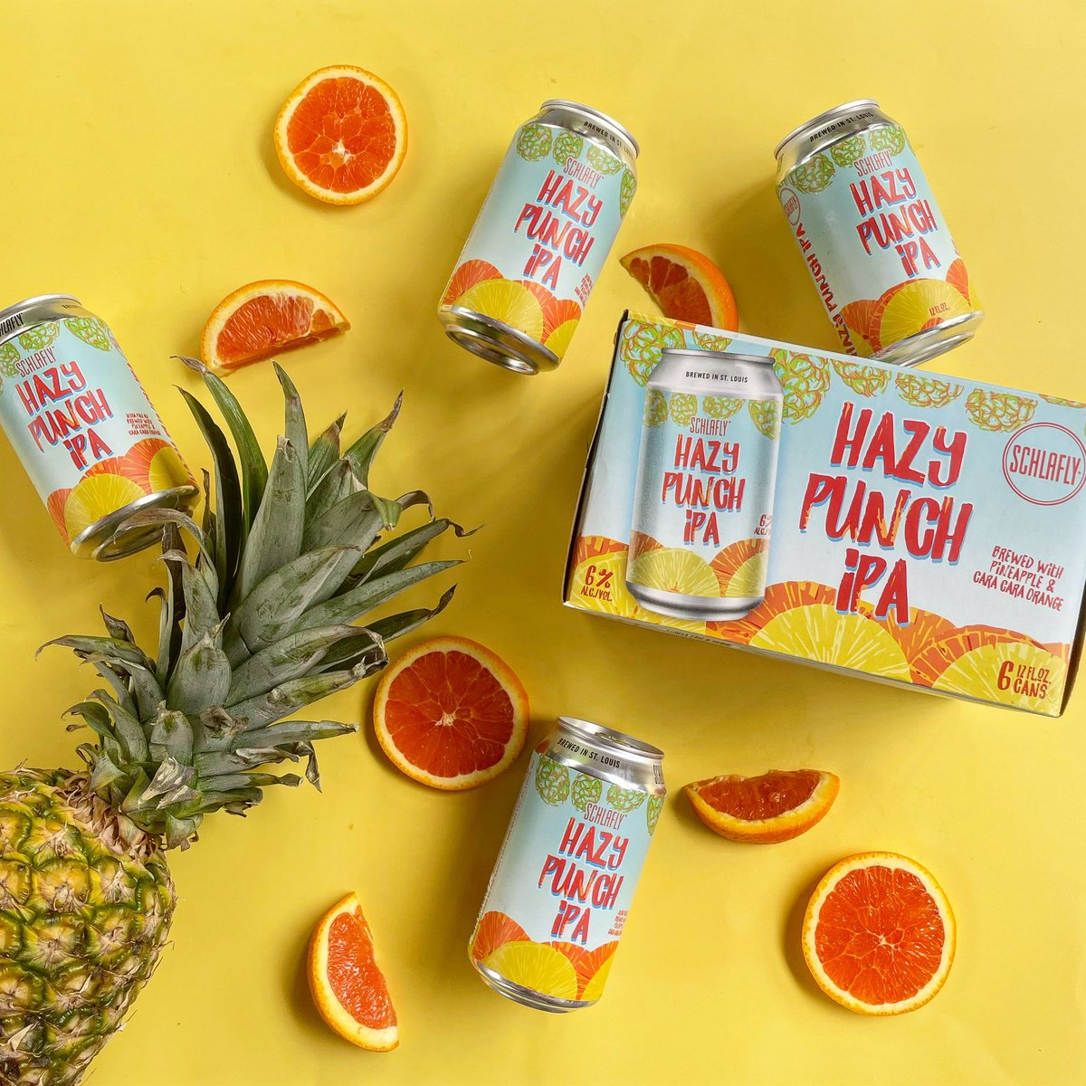 Summer vibes with our Hazy Punch IPA brewed with pineapple and Cara Cara orange.