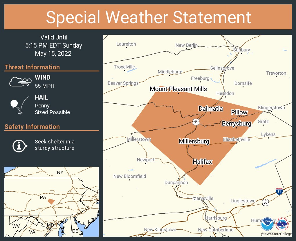 NWS State College on Twitter "A special weather statement has been