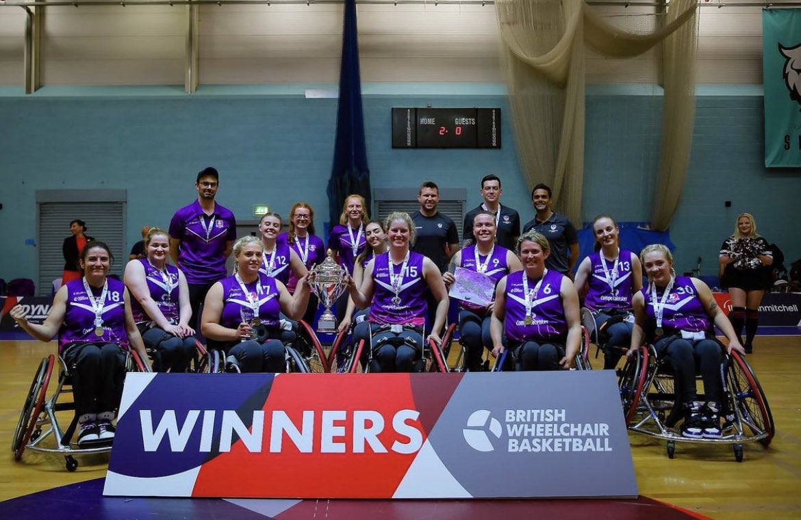 Lucy12Robinson's tweet photo. Women’s Premier League Champions ⚡️🏆🫶

@benlumleyphoto for his awesome 📸

#champions #wheelchairbasketball #disability https://t.co/9cKpofh8bm
