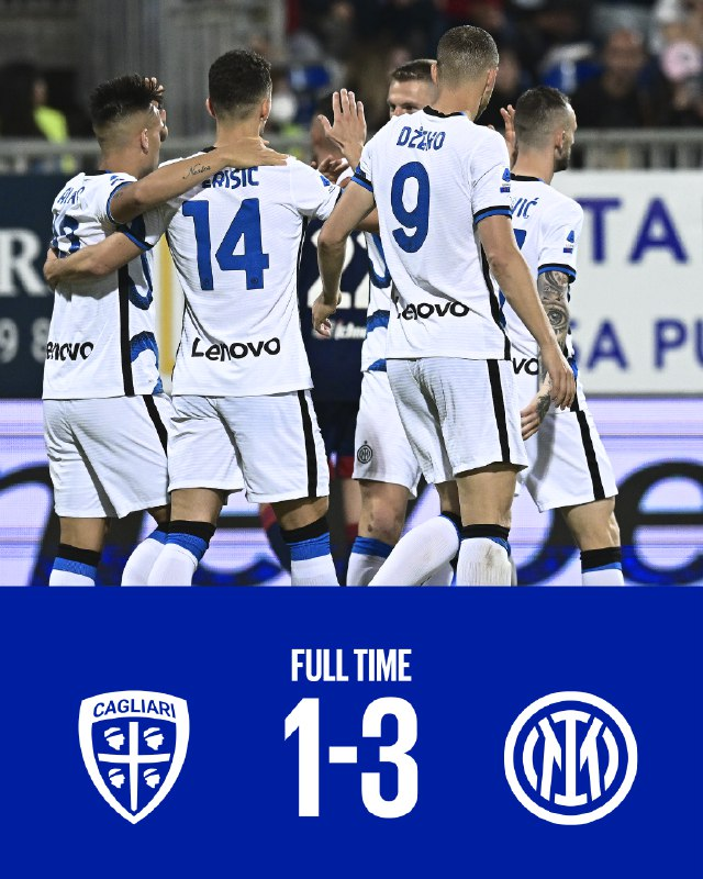 Inter_InDiretta's tweet photo. 🔚 | FISCHIO FINALE 

😍 Vittoria nerazzurra nell'ultima trasferta stagionale

#CagliariInter 1️⃣ - 3️⃣

more: 📺💻📱👉 @Inter_InDiretta | #Inter_InDiretta

#FORZAINTER ⚫️🔵 https://t.co/OT6IV9Eaf7