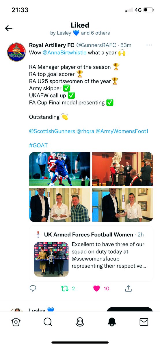 Anna Birtwhistle (@annabirtwhistle) on Twitter photo A fantastic Year so far! Very Grateful to everyone who has supported meโฆ ๐
Now onto this one! ๐๐ผ Tuesdays fixture!
<a href="/UKAFWomen/">UK Armed Forces Football Women</a> vs Royal Netherlands Defence Force ๐ฌ๐ง ๐ณ๐ฑ
Letโs go! โฝ๏ธ A fantastic Year so far! Very Grateful to everyone who has supported meโฆ ๐
Now onto this one! ๐๐ผ Tuesdays fixture!
<a href="/UKAFWomen/">UK Armed Forces Football Women</a> vs Royal Netherlands Defence Force ๐ฌ๐ง ๐ณ๐ฑ
Letโs go! โฝ๏ธ