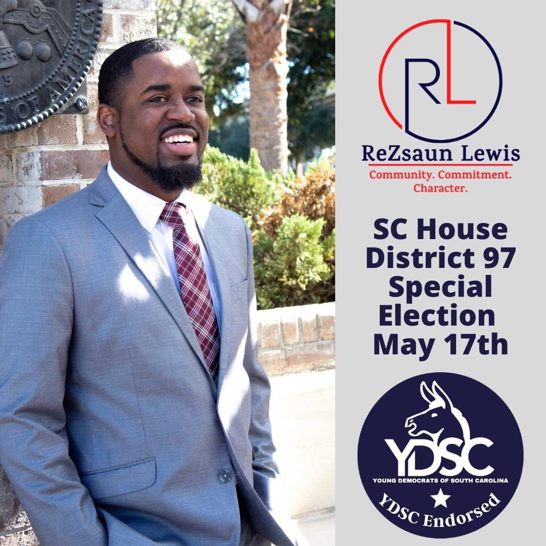 YoungDemsofSC's tweet photo. The Young Democrats of South Carolina have endorsed @rezsaunforsc in the special election for House District 97–on this Tuesday!

Learn more about ReZsaun at https://t.co/2bXbx8RC6v—sign up to help with the campaign and donate! https://t.co/zLCTzUwLPU