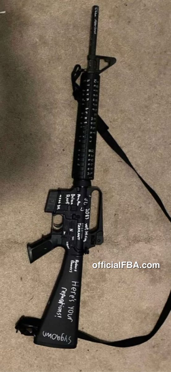 tariqnasheed's tweet photo. Here is the gun used by white supremacist #PaytonGendron when he carried out his anti-Black terrorism attack in Buffalo. The gun has the words “Buck Status: Broken”, which is a reference to my film Buck Breaking. Alt-right trolls on 4chan &amp; Reddit use that phrase often https://t.co/66q8D6X0om