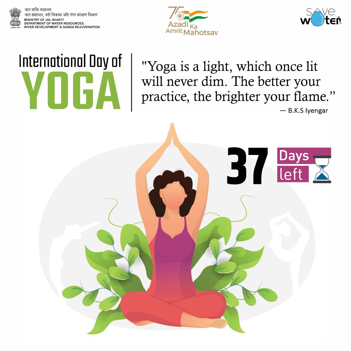 DoWRRDGR_MoJS's tweet photo. Yoga lits the inner light of the human soul, bringing it closer to Mother Nature.
#InternationalDayOfYoga
37 #Days2Go https://t.co/tmdbBvp8xQ