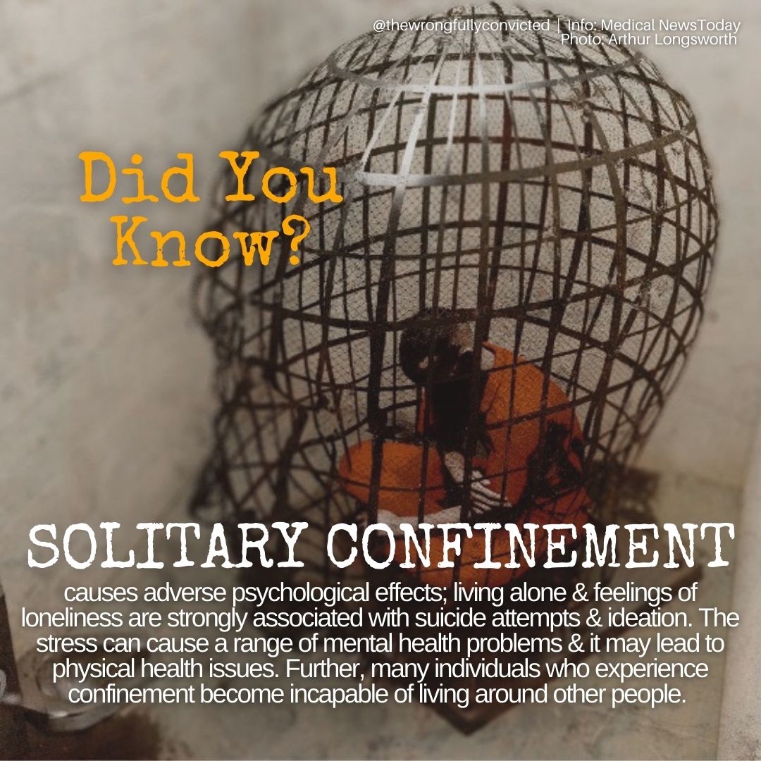 thewrongfullyc's tweet photo. May is #MentalHealthAwarenessMonth Solitary Confinement drastically worsens a person’s mental health. #stopsolitaryconfinement

#justice #wrongfulconvictions #Califonia #prisons #cruelandunusualpunishment https://t.co/SXHIqREx1S