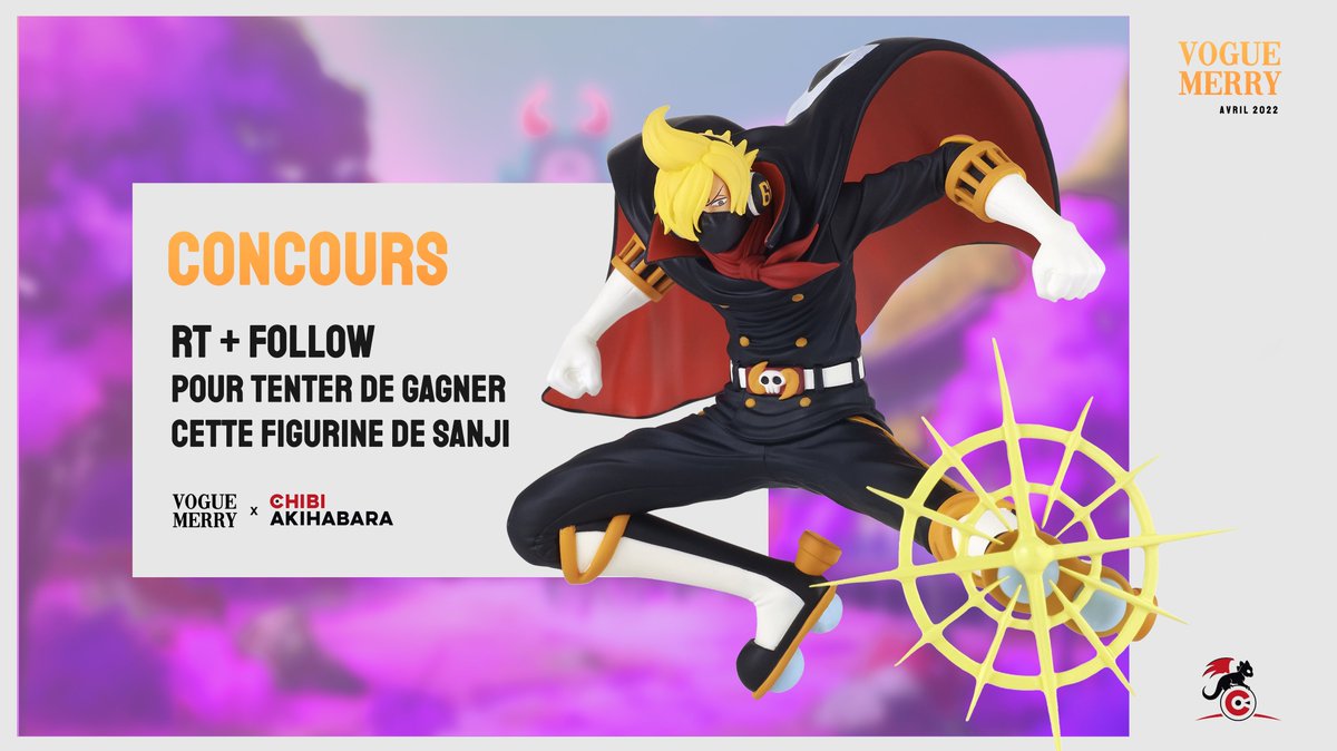 VogueMerryMag's tweet photo. ✨ CONCOURS ✨

En l'honneur du 12ème numéro du #VogueMerryMag, tente de gagner cette figurine de Sanji offerte par @AkihabaraChibi !

Pour participer : 
🔸 RT ce tweet
🔸 Follow @VogueMerryMag et @AkihabaraChibi 

🍀Pour lire le dernier numéro 👉 https://t.co/VEn6Xtirxa https://t.co/xJkh6kjyEW