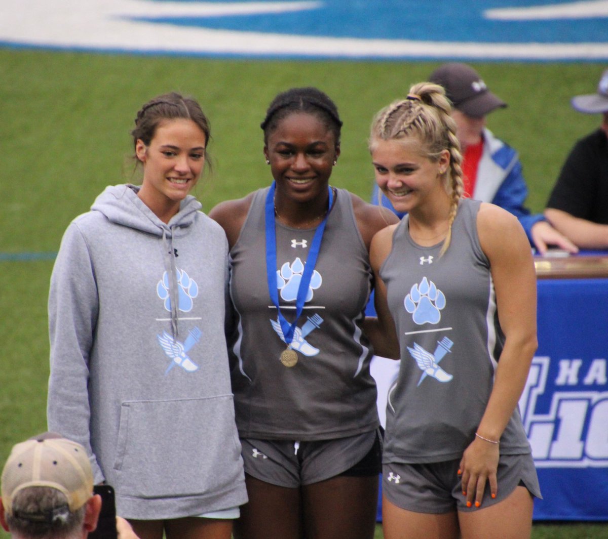 Laney, Florence and Morgan all smiles after 3 great 100 meter performances. Thank you ladies!