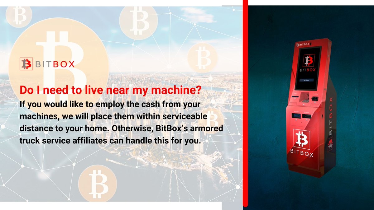 FAQ: Do I need to live near my machine? 👇 

Find out more about hosting a Bitbox ATM here ➡️  bit.ly/3ex1ApK

#BitboxATM #cryptocurrency #crypto #currency #bitcoin #investment #blockchain #money #invest #forex #FAQ
