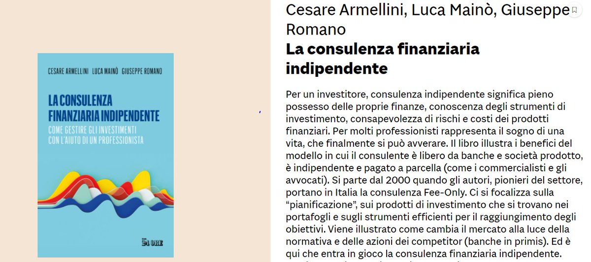 Il nostro ultimo sulla consulenza finanziaria indipendente <a href="/cesarearm/">Cesare Armellini</a> <a href="/lucamain/">Luca Mainò</a> ecommerce.ilsole24ore.com/shopping24/la-…