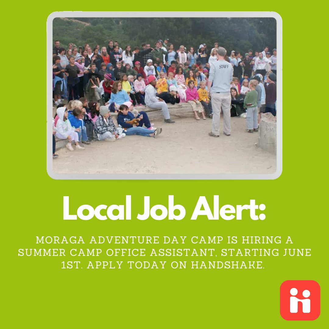 dvccareertrans's tweet photo. It's #LocalJobAlert time! Be the first to apply to Moraga Adventure Day Camp to become a Summer Camp Office Assistant. 

#DVC #DVCJobs #DiabloValleyCollege #DVCInternships https://t.co/tHjMq1c0A7