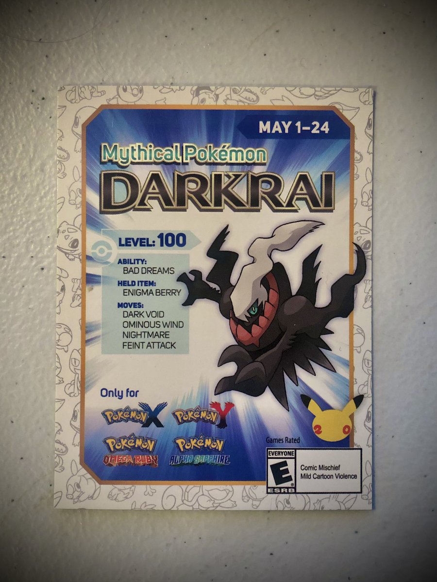 shermietube's tweet image. Found this old event Darkrai while cleaning around my desk. I need to save all my old event cards.
#pokemon #pokemonevent #darkrai #vtuber #ENVtuber #VTuberEN