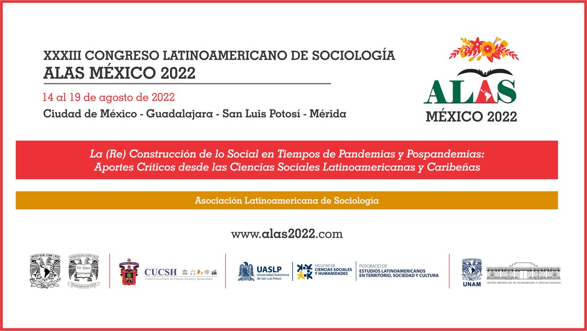 alasmexico2022's tweet photo. 🗣A sólo un día del cierre de Convocatoria del Congreso #alasmexico2022🤓

¡Envía tu resumen y participa!📩
👉🔗https://t.co/7Ai1aFnRYA

#sociologia #cienciassociales #humanidades #antropologia #Universidades #UNAM #CDMX #UASLP #SanLuisPotosi #UDG #Guadalajara #CEPHCIS #merida https://t.co/9Q2B3Qv6z6