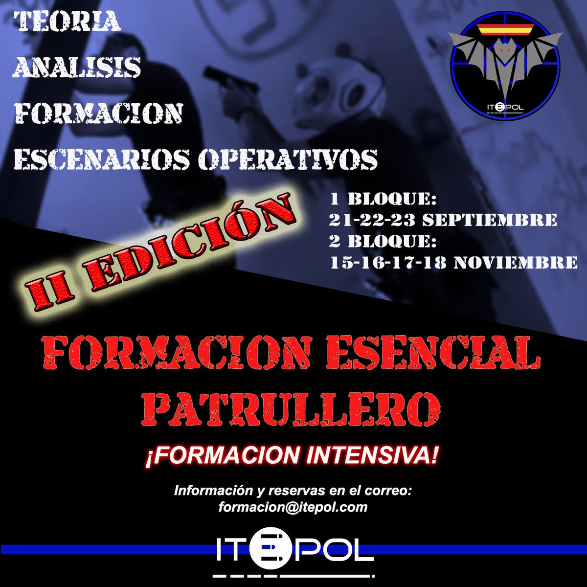Ya va cogiendo color la 2 edición del curso #itepolpatrulleros todo preparado, sólo faltas tú. Más información en 
📧 formacion@itepol.com
#itepolcursopatrulleros #itepolepviv #itepolformacion #itepol