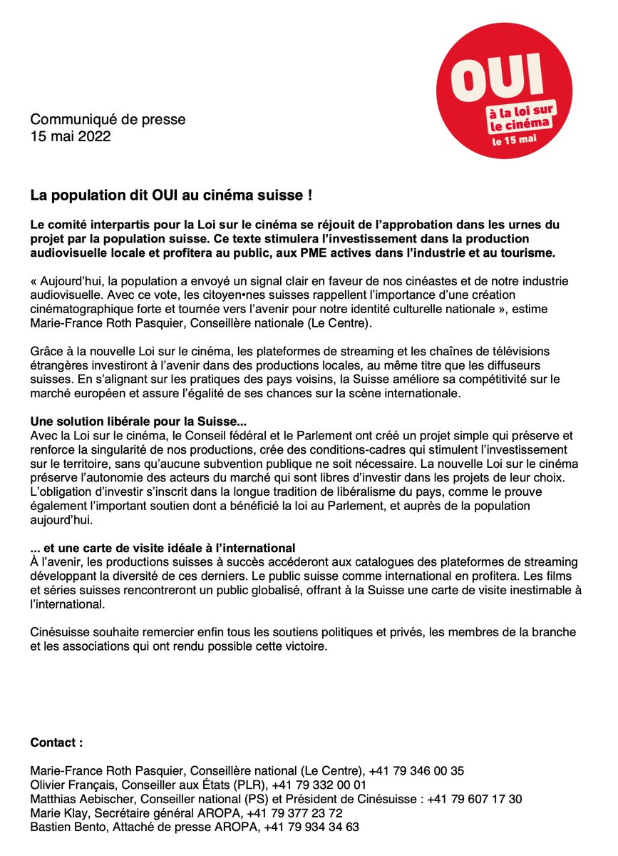 Oui à la loi sur le cinéma tweet media
