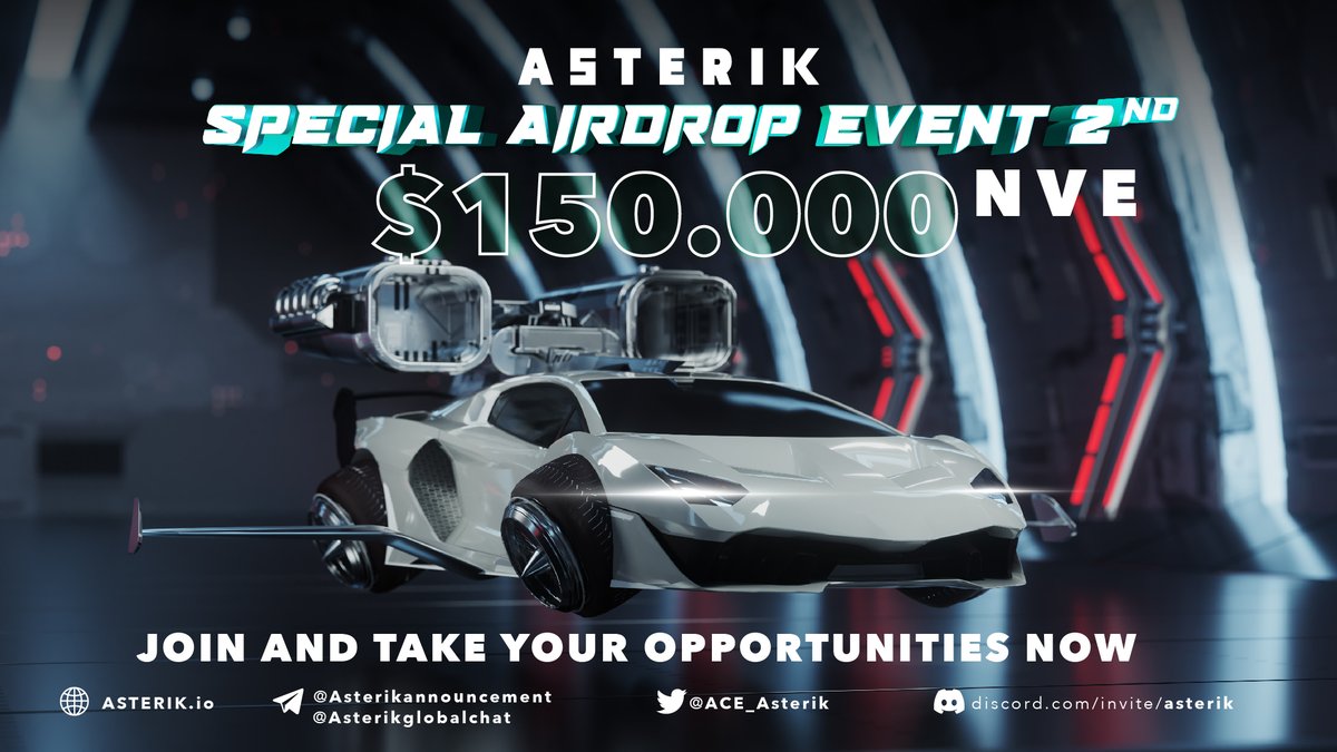 📢The Second Asterik Airdrop has arrived! 

A 150,000 $NVE tokens Prize Pool is available for you to win!🤩

🏆220 winners

🗓 Activity live date: 15 May - 30 May 11.59 PM UTC
Join now: gleam.io/Uweal/asterik-…

#Asterik #Airdrops #NFT #NVE #Metaverse #Crypto