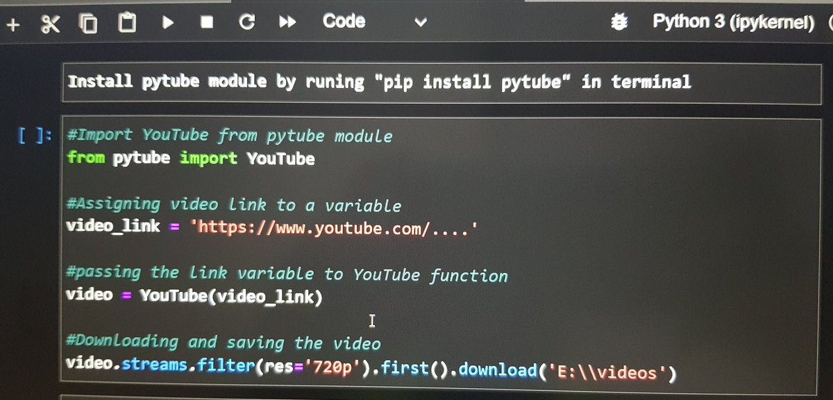 space_si's tweet photo. Downloading a #YouTube video with simple #python code https://t.co/snaWZAG3LQ