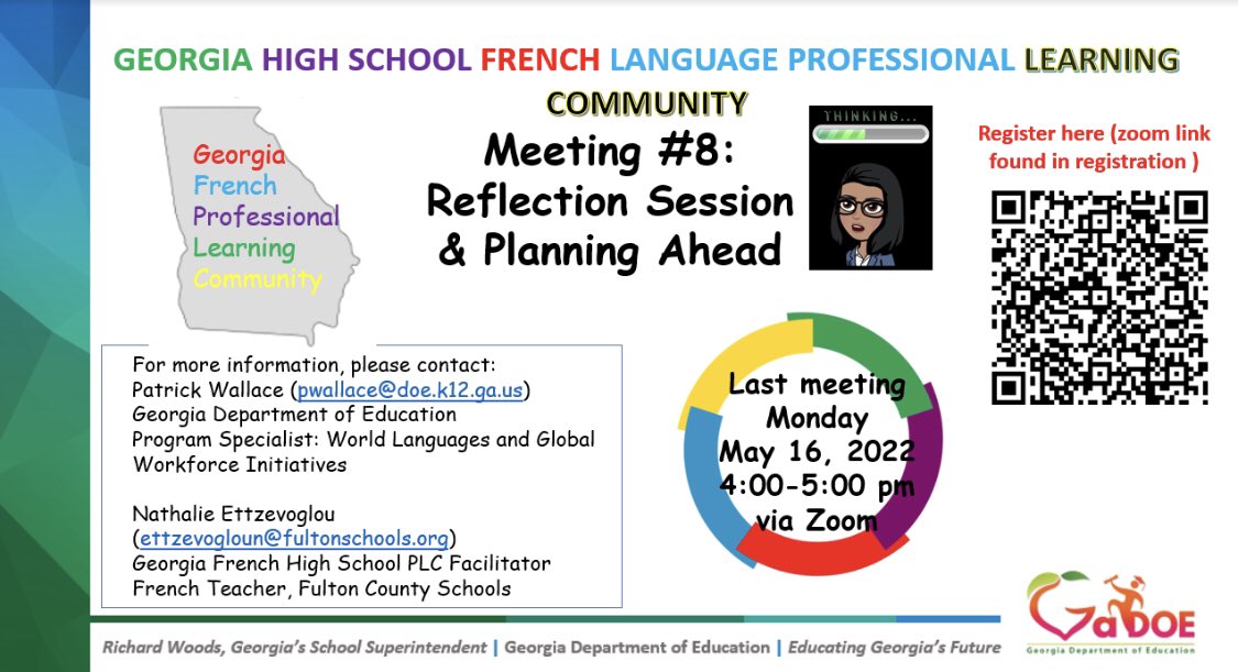 Nathalie (@nettzevo) on Twitter photo Join me for our last French high school PLC meeting ๐<a href="/gadoeworldlang/">gadoeworldlanguages</a> <a href="/FLAGeorgia/">Foreign Language Association of GA</a> <a href="/_SCOLT_/">SCOLT ๐</a> <a href="/actfl/">ACTFL</a> <a href="/IALLT/">IALLT</a> <a href="/AATFrench/">AATF</a> Join me for our last French high school PLC meeting ๐<a href="/gadoeworldlang/">gadoeworldlanguages</a> <a href="/FLAGeorgia/">Foreign Language Association of GA</a> <a href="/_SCOLT_/">SCOLT ๐</a> <a href="/actfl/">ACTFL</a> <a href="/IALLT/">IALLT</a> <a href="/AATFrench/">AATF</a>