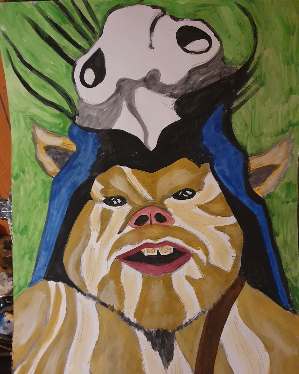 thebeastofart69's tweet photo. This is my medical advisor #masterlogray #ewok #ewoks #starwars #art #ArtistOnTwitter #artofcornwall #lol https://t.co/bIjXI0CBG4