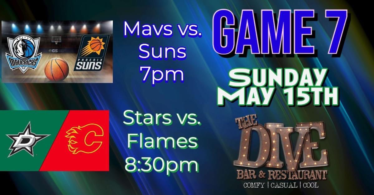 TheDiveDenton's tweet photo. Game 7 is tonight! 

Come enjoy some good food and drinks while we cheer on our Dallas teams! https://t.co/PxbwP2JJBe