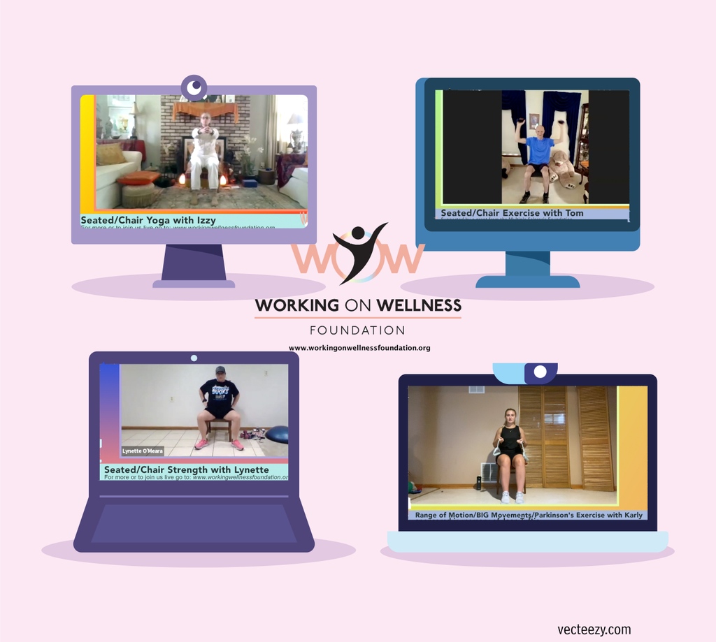 WorkOnWellOP's tweet image. Exercise is easier when you have friends encouraging you. Subscribe at workingonwellnessfoundation.org to get our Live Zoom links that always start with chatting among friends. #ExerciseWithFriends #SeatedExercise