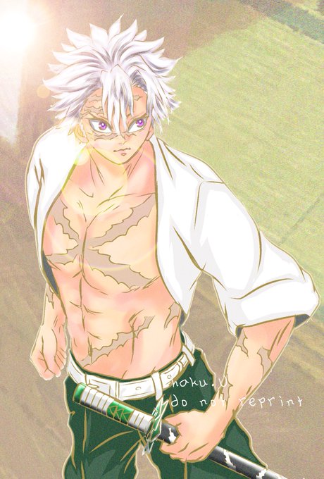 兎月 はくさんがTwitterに投稿した不死川実弥(鬼滅の刃)のイラスト。