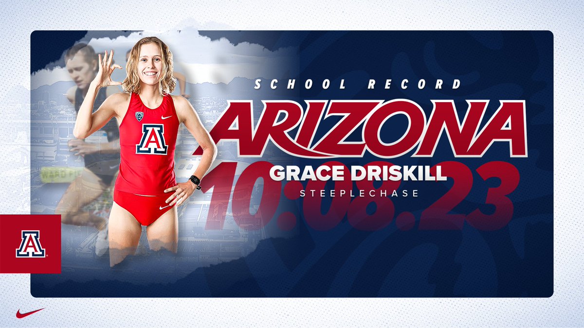 ArizonaTrack's tweet photo. NEW SCHOOL RECORD🎉

@gracedriskill breaks the Arizona school record in the 3000m Steeplechase at the Pac-12 Championships‼️ https://t.co/CCTz75FPt0