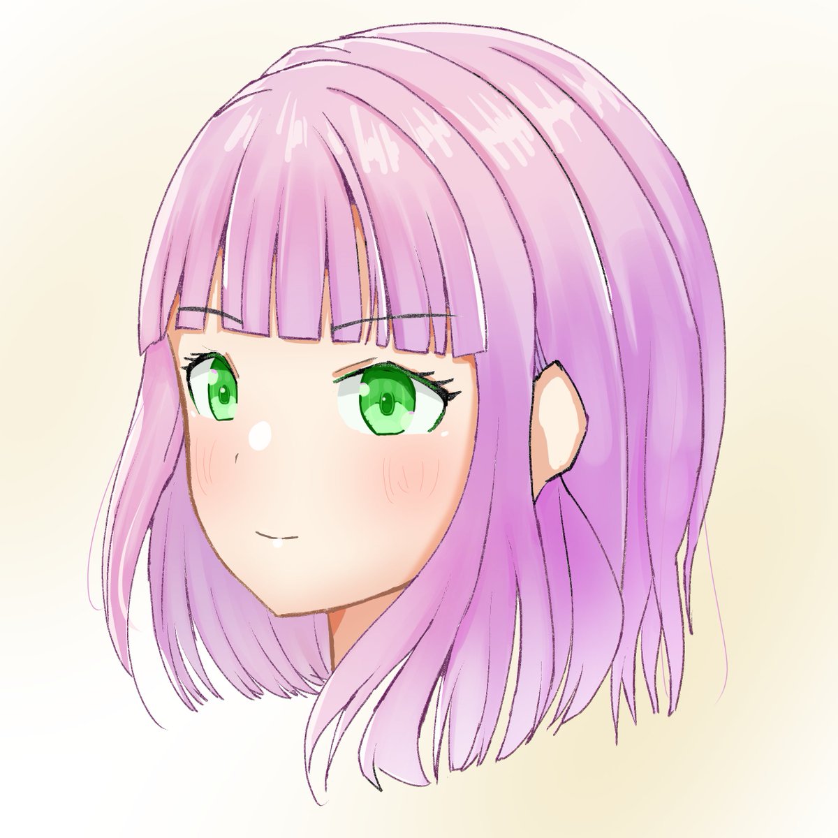 1girl solo green eyes bangs smile pink hair portrait  illustration images