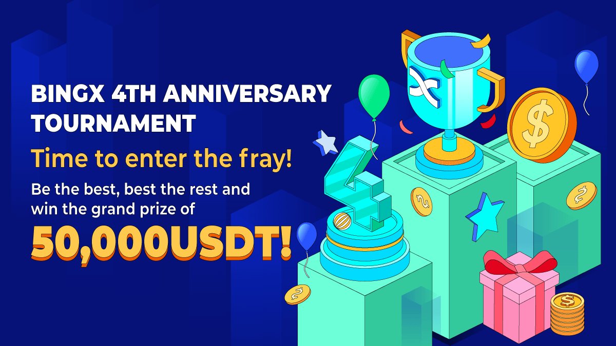 #BingX is excited and humbled to celebrate its 4-year anniversary this May 🎉.

To commemorate this milestone 🛣, we're holding a month-long contest where winners stand to win individual and team prizes worth more than 200,000 $USDT 💰!

Find out more 🔥 : blog.bingx.com/announcement/b…