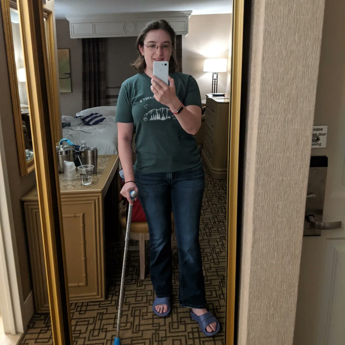 WereErin's tweet photo. So, after a particularly bad pain day about a week ago, I bought this foldable cane just in case for this trip. I really haven't needed it much, which is great, but I'm feeling it this morning.  #TheNewHotness https://t.co/4ojhyjBElG