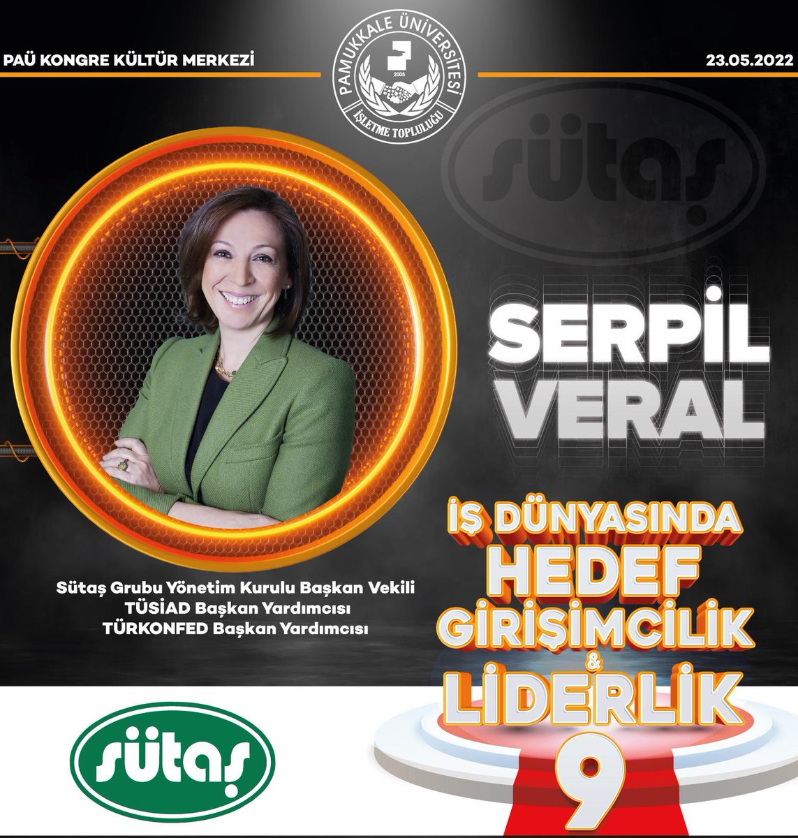 isletmepau's tweet photo. Başarılı bir iş kadınından neler başarabildiğini ne yönde ilerlediğini dinlemeye hazır mısınız?Sütaş Grubu Yönetim Kurulu Başkan Vekili,TUSİAD Başkan Yardımcısı
TÜRKONFED başkan yardımcısı Sayın Serpil VERAL İş Dünyasında Hedef Girişimcilik ve Liderlik 9 Konferansımızda bizlerle https://t.co/SLPyRkCWiM