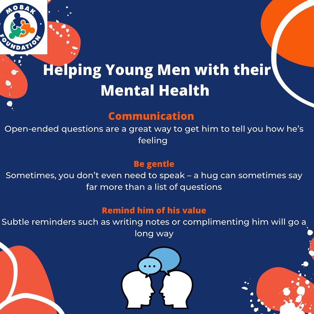 MobakF's tweet photo. It’s important to learn about different ways that you can communicate with men who suffer with mental health issues.

Here are some tips for communicating with the young men in your life. https://t.co/P7J1SiRYtx