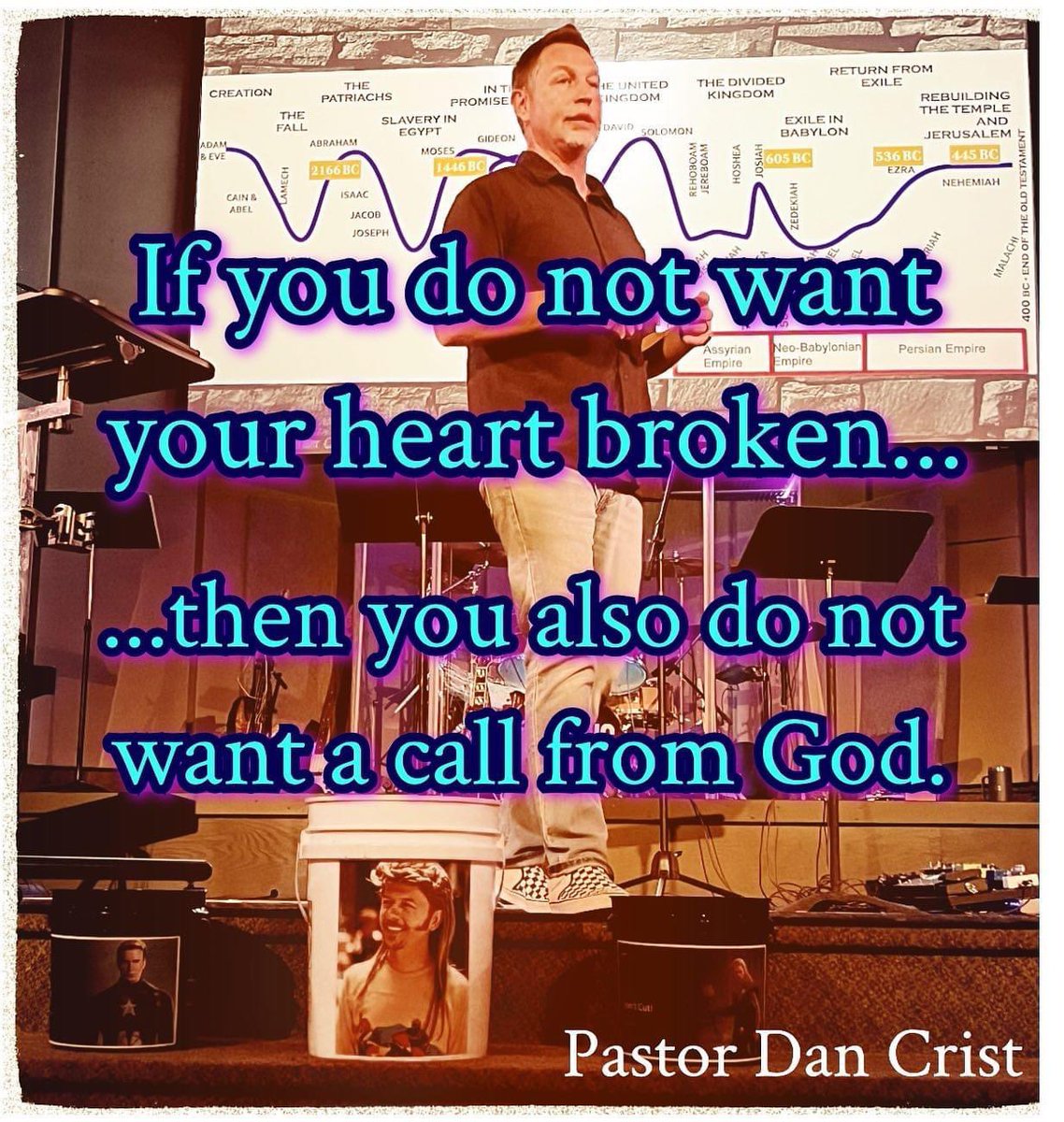 Never has a sermon been preached with a picture of Joe Dirt on stage. #onemosaic #joedirt #merica