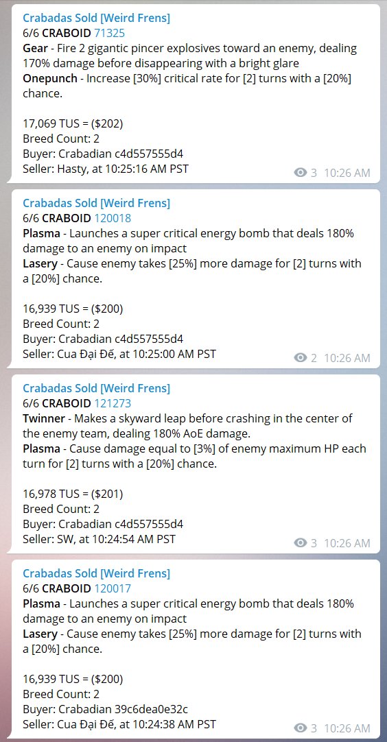 weirdfrensnft's tweet photo. What crabada pincer/eye combos are people buying for battle mode?

see a live feed here.
https://t.co/E13neYCCzC
🍩👅 https://t.co/yV9vu9HAH9