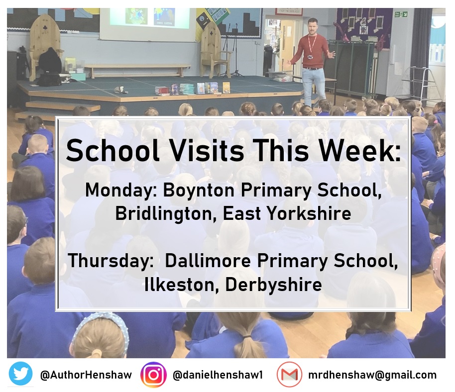 Back at it this week with school visits in #Bridlington &amp; #Ilkeston 
To book your visit, get in touch at: 
mrdhenshaw@gmail.com 
Or DM through social media. 

#author #schoolvisit #primaryschool #childrensbooks #kidsbook #childrensbook #kidsbooks #mglit #Derbyshire #BookTwitter