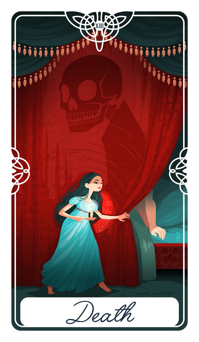 Death is one of the most misunderstood cards in the deck! But it isn't always a bad card to get. It's really about necessary change; the death of something to create something new. Here, the gentle princess undergoes plenty of change before she can start her new life.