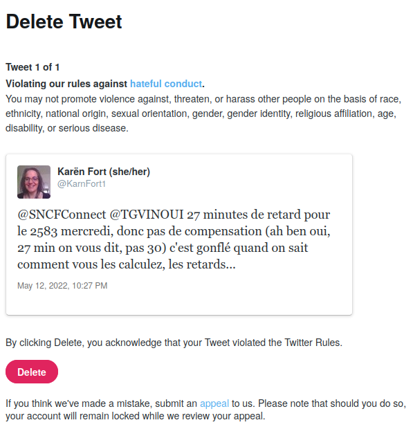 p4bl0's tweet photo. Heu @Twitter @TwitterFrance vous êtes sérieux ? Virer @KarnFort1 à moins qu'elle reconnaisse avoir tenu des propos haineux dans ce tweet ??! Vous faites passer de l'agacement pour de la haine alors que vous êtes par ailleurs complètement laxistes sur le racisme et le sexisme ??! https://t.co/wHwWiIOb38