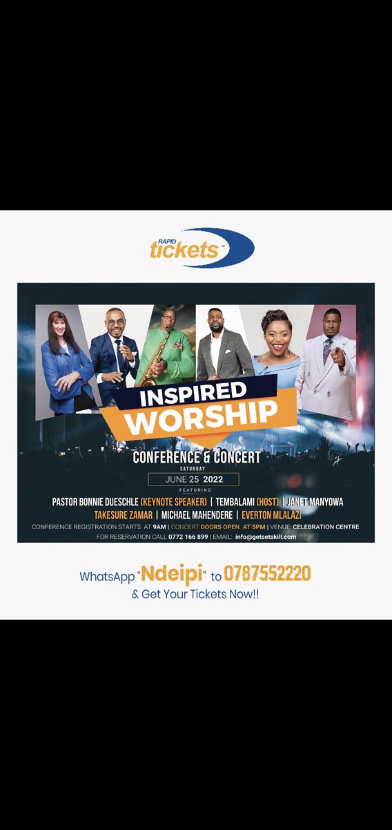 rapid_tickets's tweet photo. A conference not to miss, with powerful ministers!! Get your ticket now by sending 'Ndeipi' via WhatsApp on 0787552220. https://t.co/NHlxcHbjEq