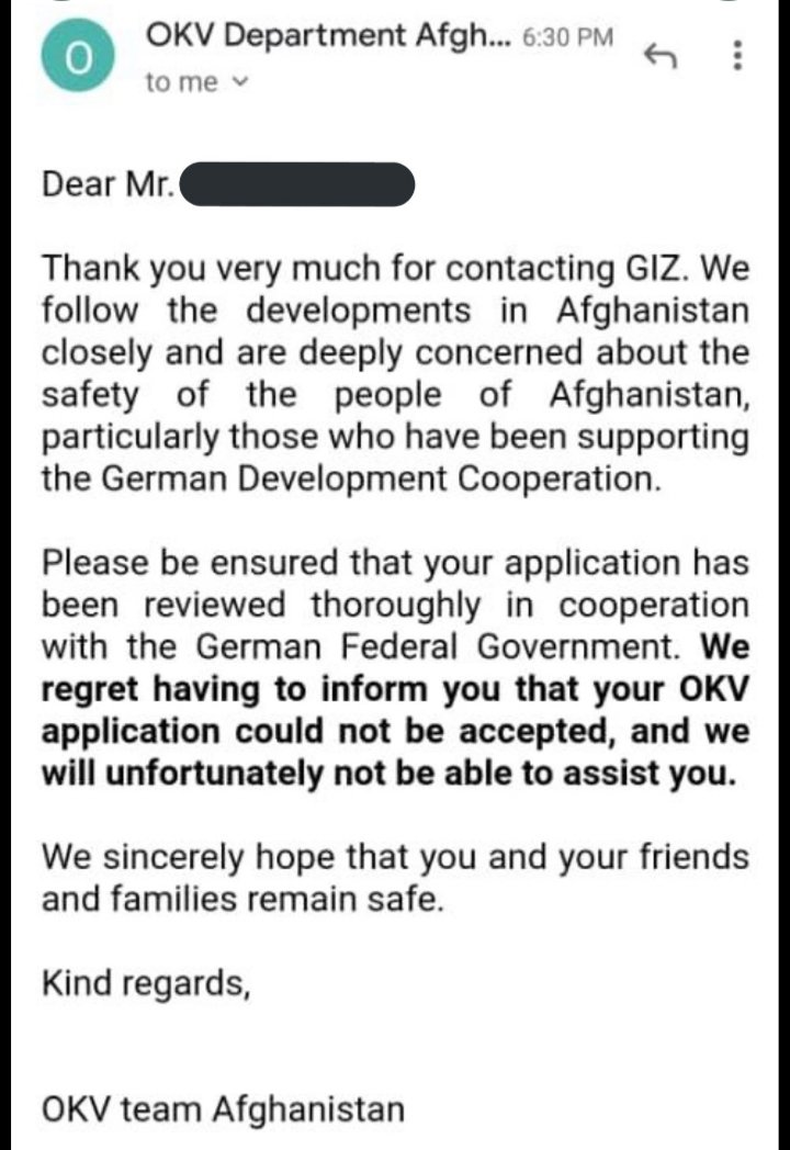 ArashArbabi3's tweet photo. @NancyFaeser @rponline I'm former German employee (giz) in Afghanistan with work experience 2012-2017 die my work experience with Giz I'm in a very bad situation now,even I'm eligible for evacuation but giz sent rejection on my case,I need your help @NancyFaeser @SvenjaSchulze68 https://t.co/hOFyf3O1jC