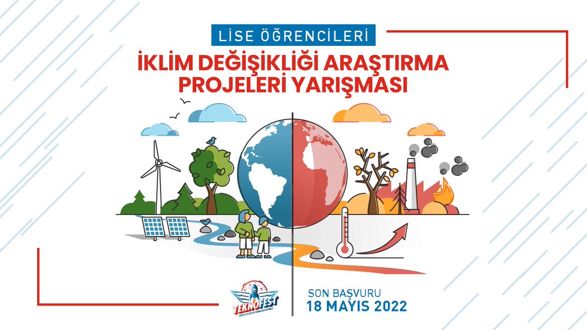 "Lise Öğrencileri İklim Değişikliği Araştırma Projeleri Yarışması" başvuruları için 

SON 3️⃣ GÜN!

🤝 <a href="/Tubitak/">TÜBİTAK</a> 

🗓 Son Başvuru: 18 Mayıs
👉🏻 teknofest.org

#TEKNOFESTKARADENİZ 🌊