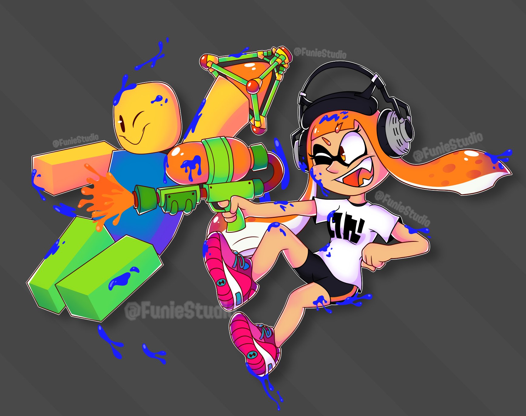 Funie on X: Roblox Noob and Inkling girl #Roblox #robloxart #Splatoon  #Splatoonart  / X