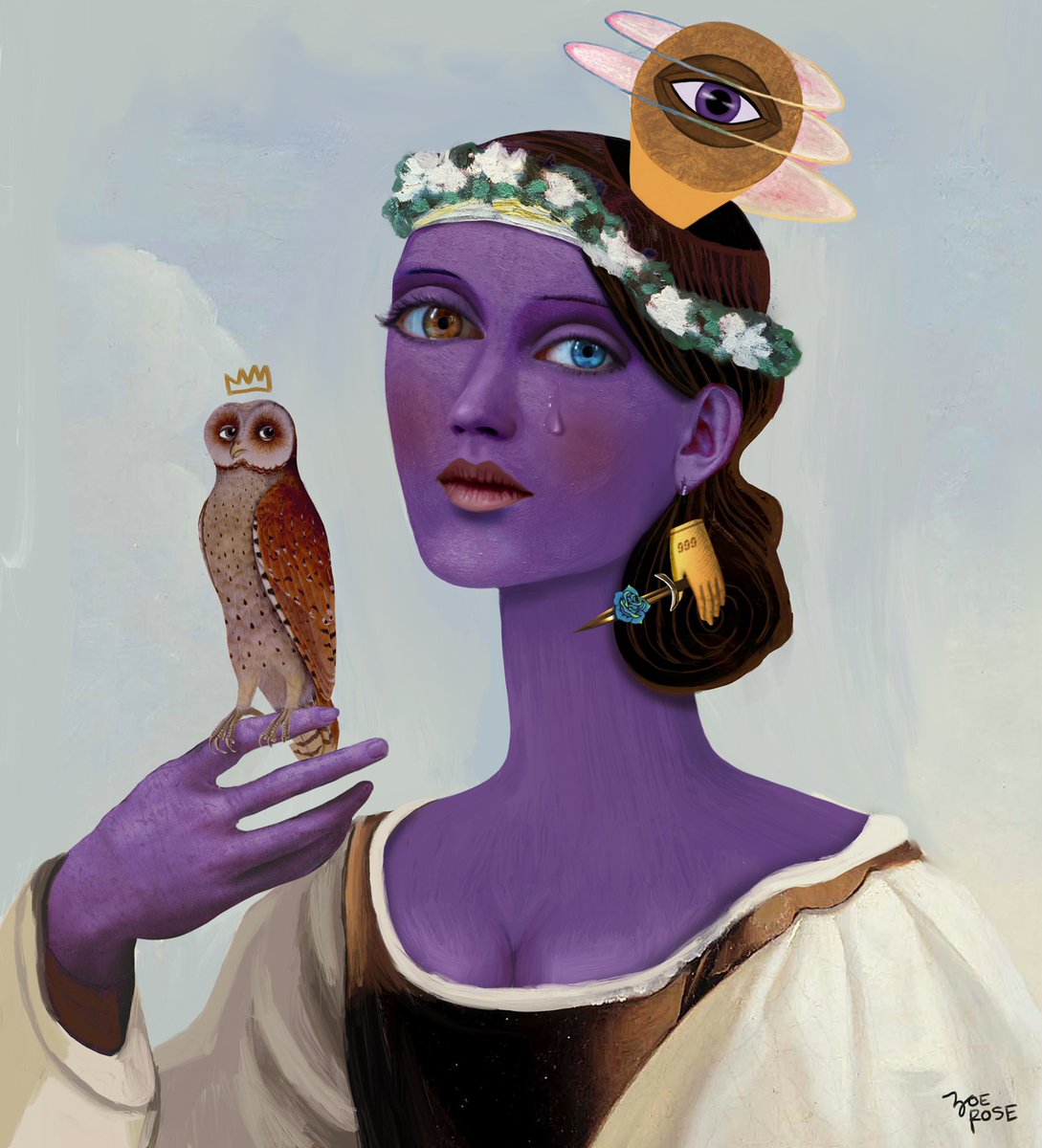zoeroseschwartz's tweet photo. A self portrait of sorts 💜
Mixed media Collage made on @Procreate 
Inspired by the wisdom of all you women! 
Using our minds to illuminate our vision⚡️⚡️
Can anyone guess who’s eyes she’s wearing 👀 https://t.co/THzpfjDh3k