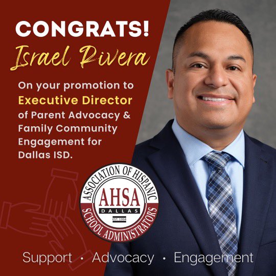 ahsadallas's tweet photo. Congratulations to our Treasurer @SBMTownview on his promotion! @dallasisdparent are in great hands with this caring and creative leader! 🙌 #DallasISDProud #MuchoExito https://t.co/Na4SJ8Km2K