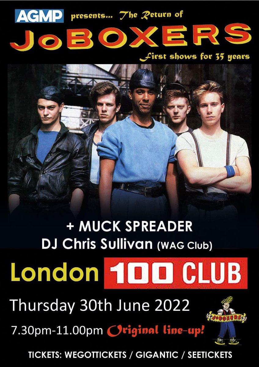souldeepbook's tweet photo. Literally a handful of tickets left for the London return of @joboxers_band at the legendary @100clubLondon 
Tickets: https://t.co/5L6AfLhNg2 
#JoBoxers #boxerbeat #the100club https://t.co/5Y0fSNFU0v